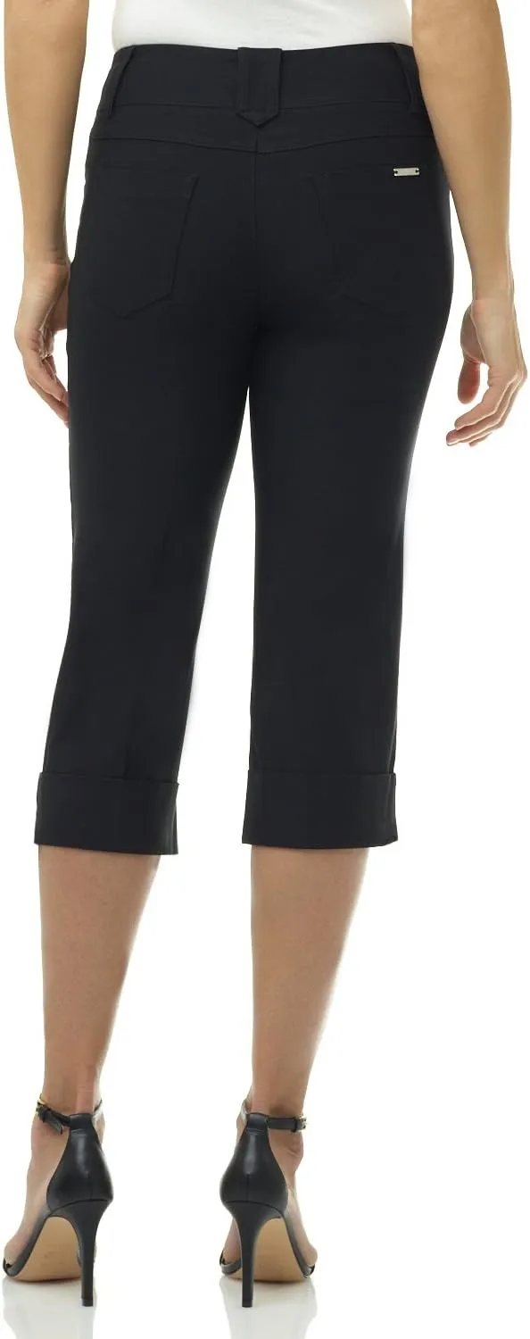 Rekucci Women's Ease into Comfort Modern Classic Cuffed Capri