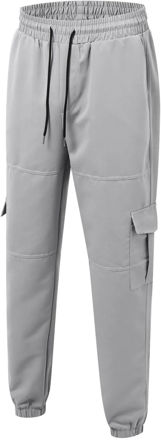 Relaxed Fit Cargo Pants for Men Stretch Casual Outdoor Hiking Harem Pants Elastic Waisted Drawstring Vintage Sweatpants