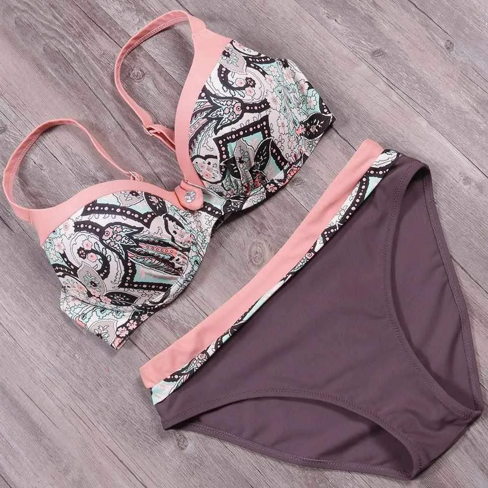 Risque Yellow Zebra Print Push Up 2pc Bikini Swimwear Set
