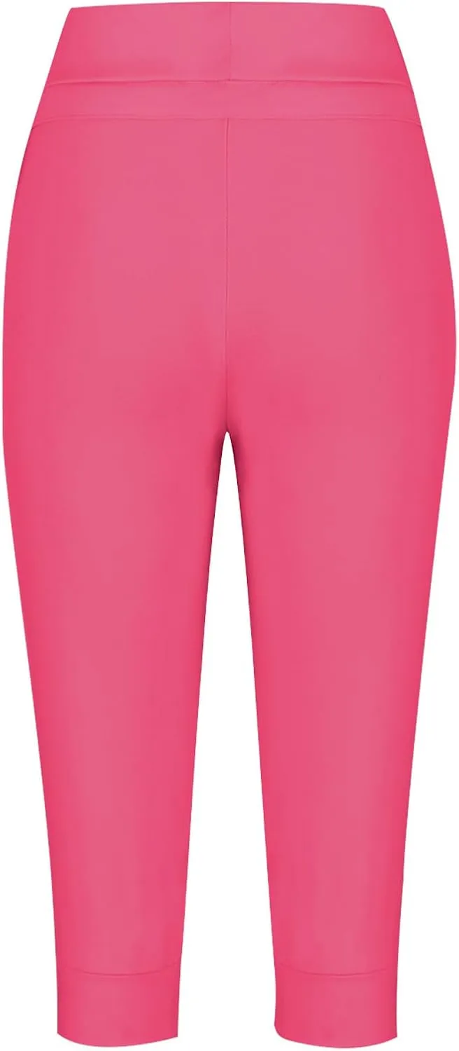 RKSTN Women's Yoga Pants Stretchy Soft Drawstring Workout Capri Pants Outdoor Athletic Causal Capris with Pockets