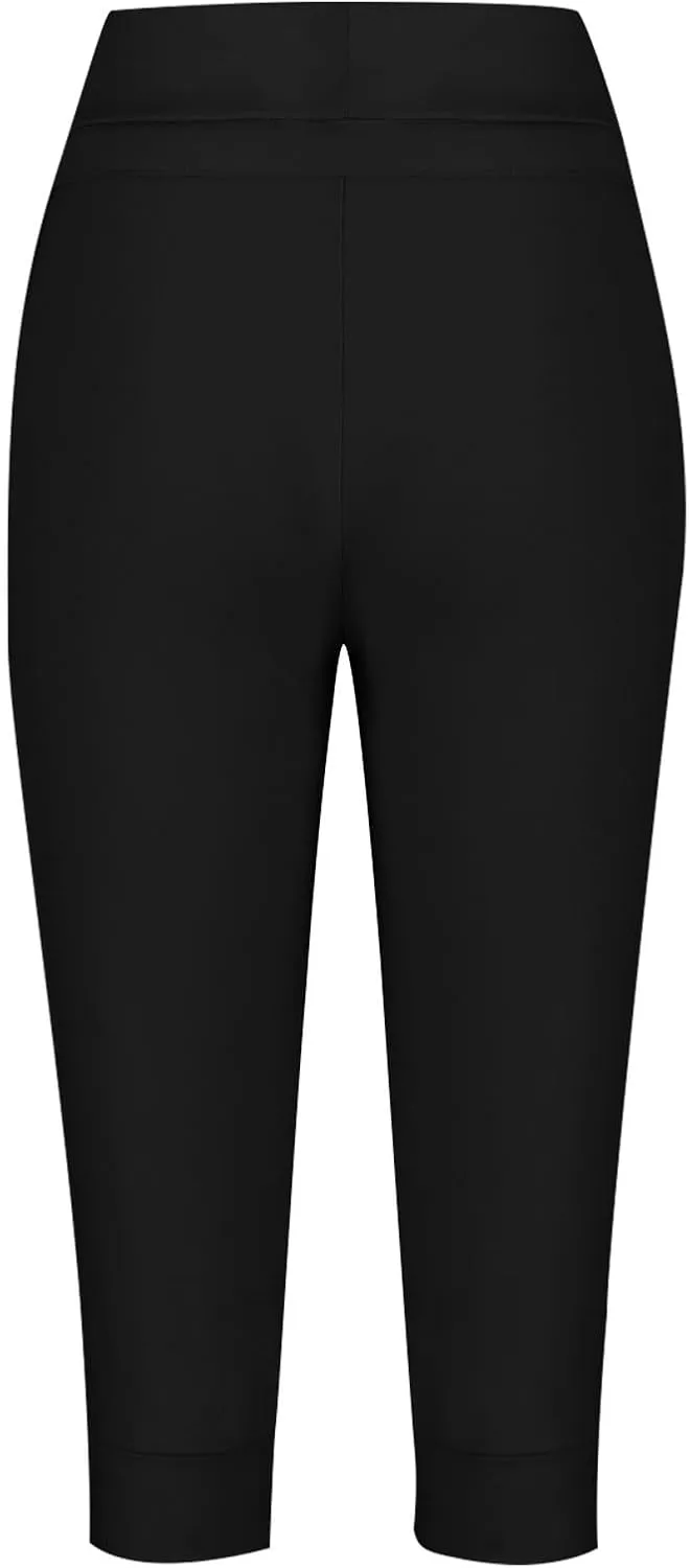 RKSTN Women's Yoga Pants Stretchy Soft Drawstring Workout Capri Pants Outdoor Athletic Causal Capris with Pockets