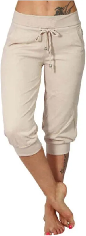 RKSTN Women's Yoga Pants Stretchy Soft Drawstring Workout Capri Pants Outdoor Athletic Causal Capris with Pockets