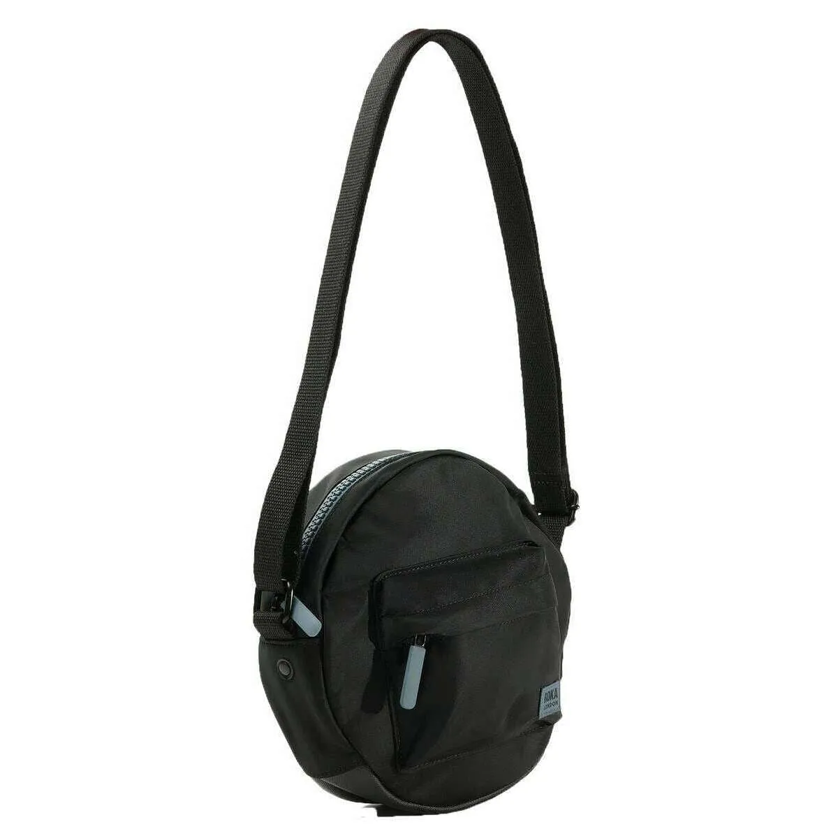 Roka Paddington B Small All Black Recycled Nylon Crossbody Bag - Black/Airforce Grey
