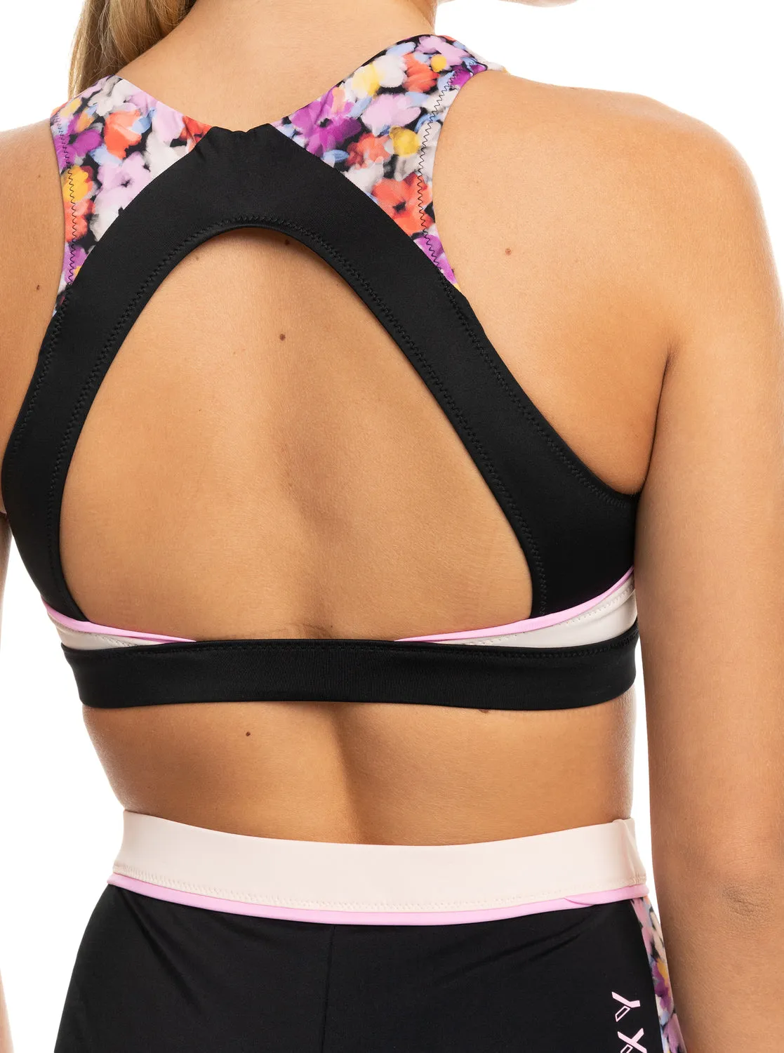 Roxy Active Crop Bikini Top - Anthracite Swim Blooms