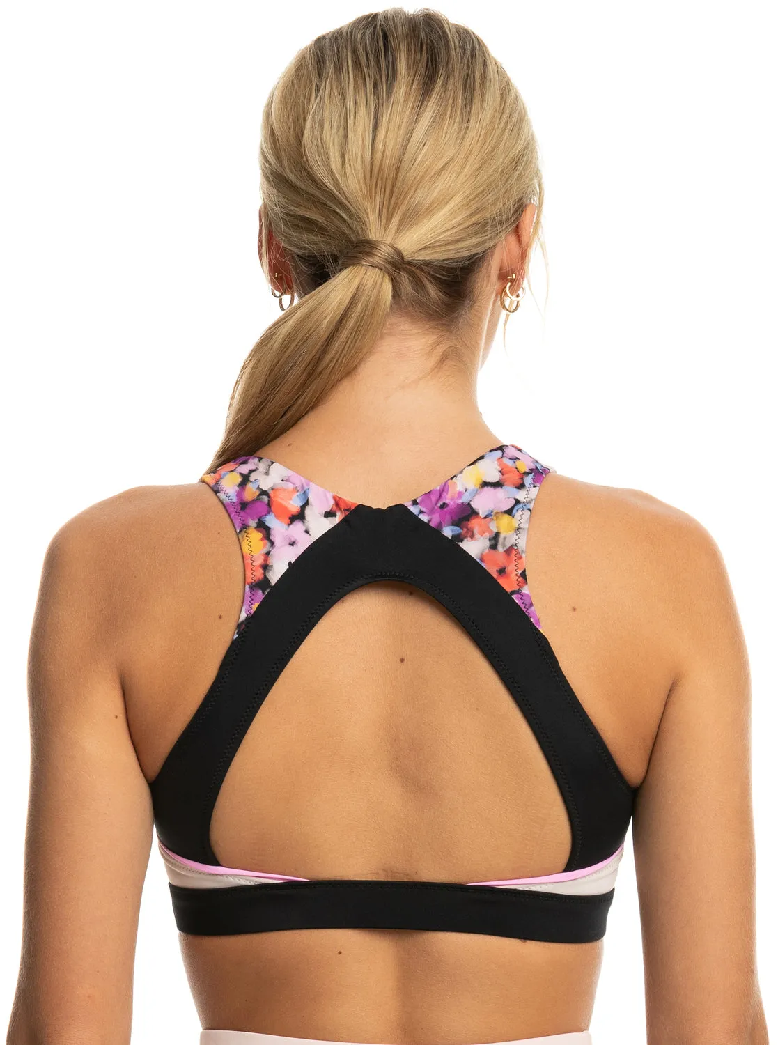 Roxy Active Crop Bikini Top - Anthracite Swim Blooms