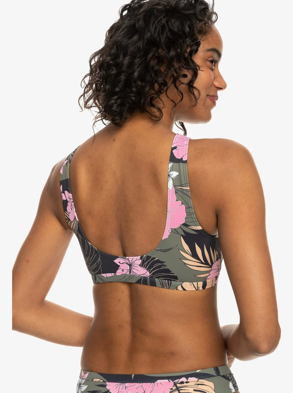 Roxy Pro The Pop Up Crop Top Bikini Top - Anthracite Classic Pro Surf