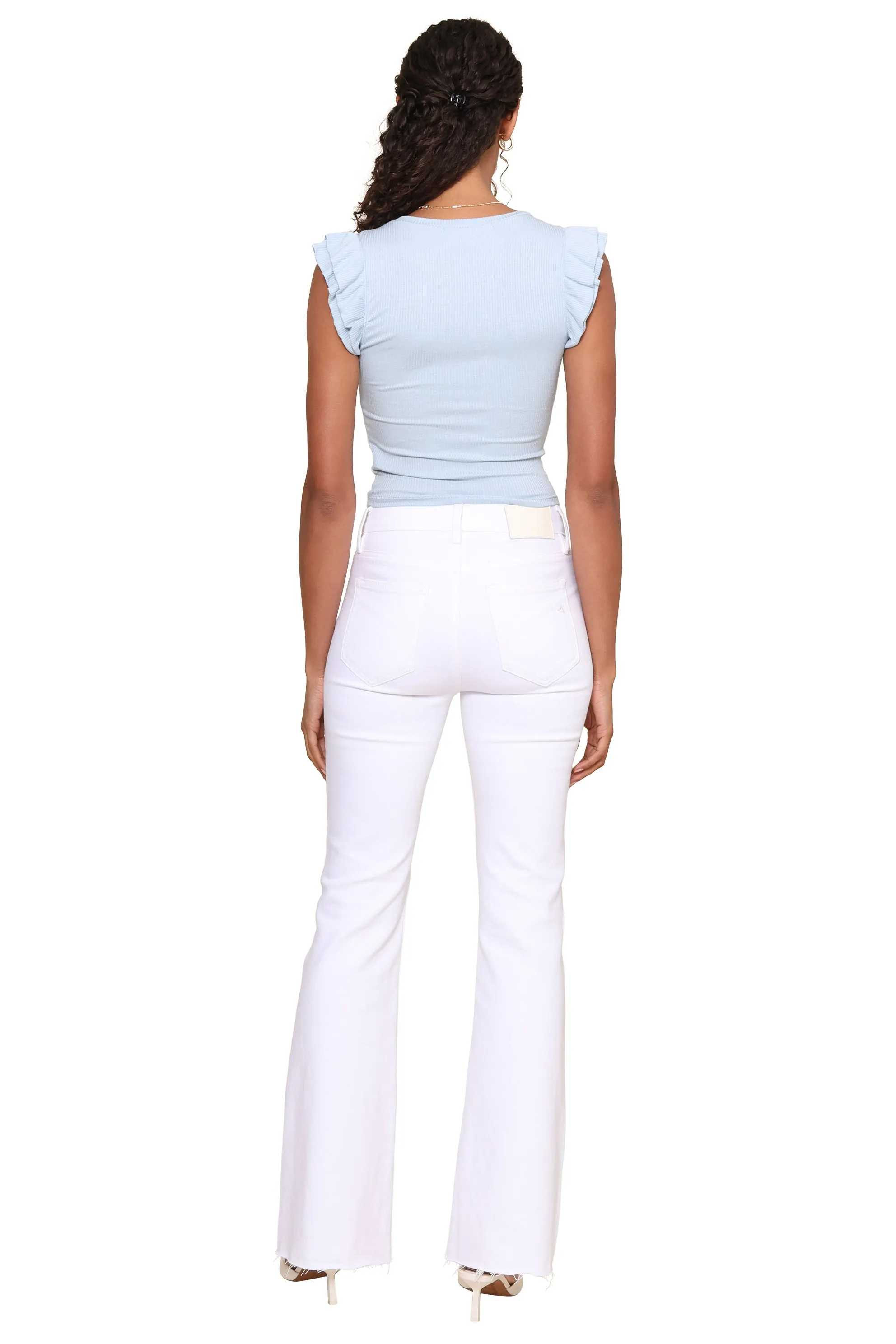 Ruffle Sleeve Rib Top