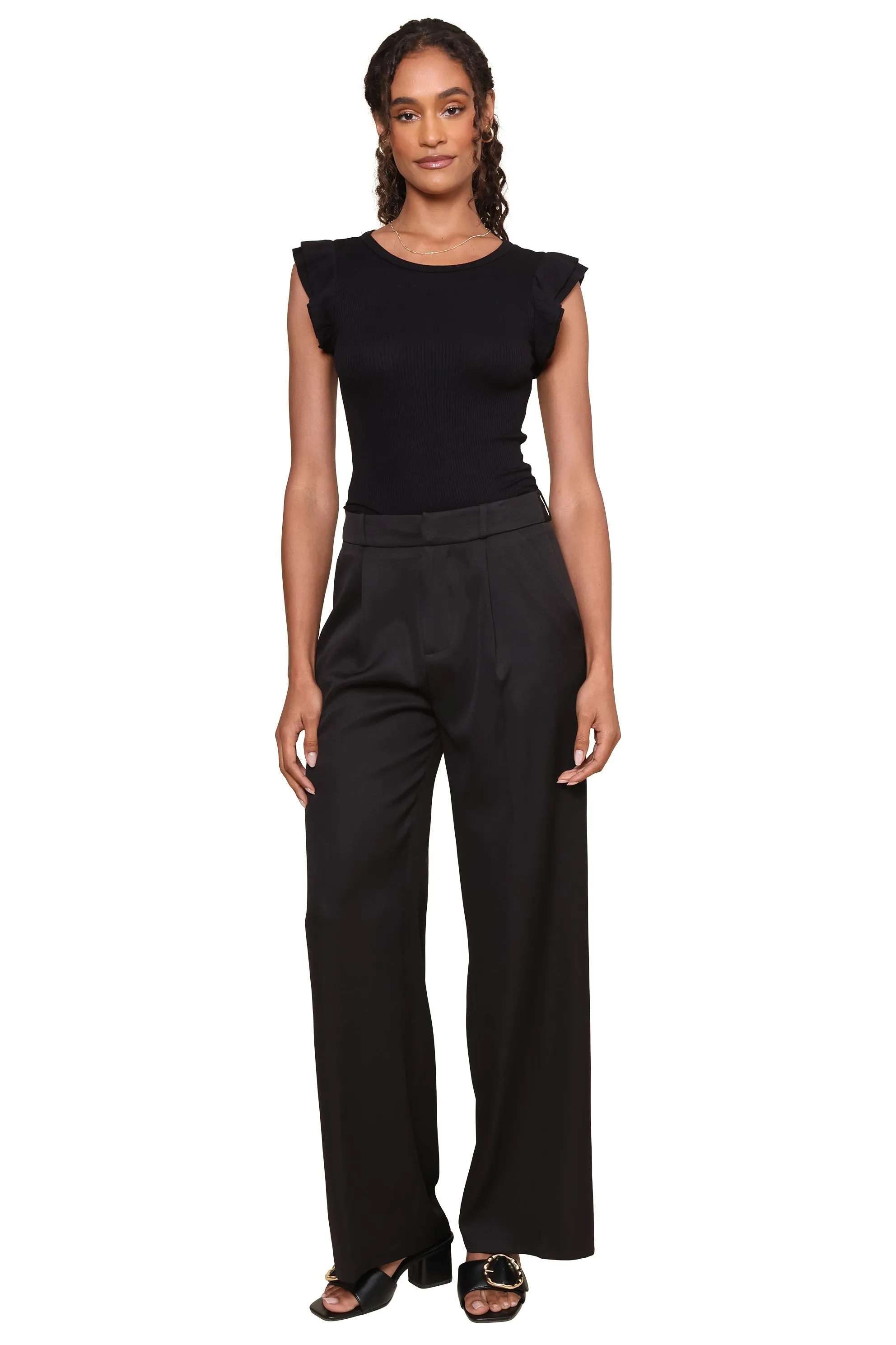 Ruffle Sleeve Rib Top