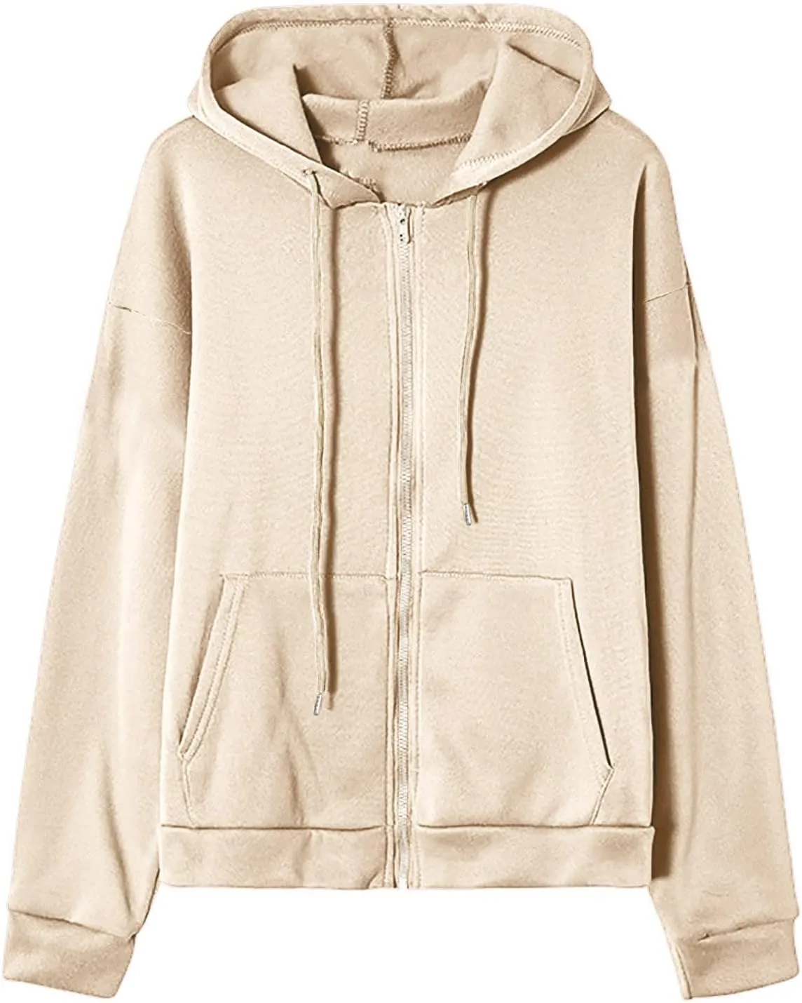 Ruziyoog Fall Sweatshirts for Women Oversized Casual Full-Zip Hoodie Drawstring Jacket with Pockets Teen Girl Y2k Clothing