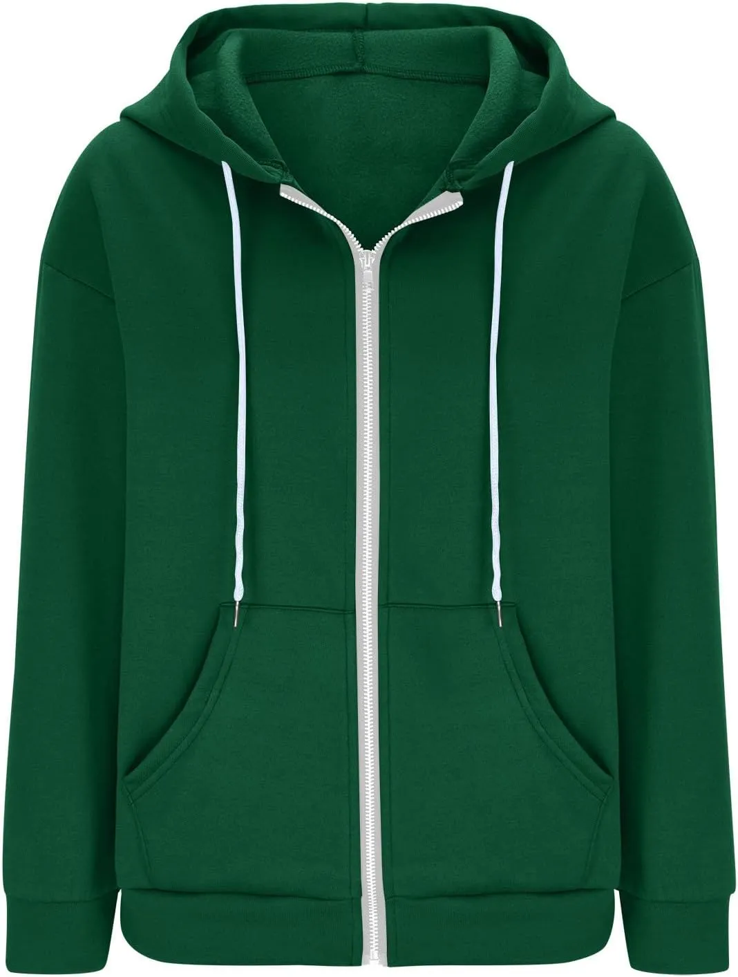 Ruziyoog Fall Sweatshirts for Women Oversized Casual Full-Zip Hoodie Drawstring Jacket with Pockets Teen Girl Y2k Clothing