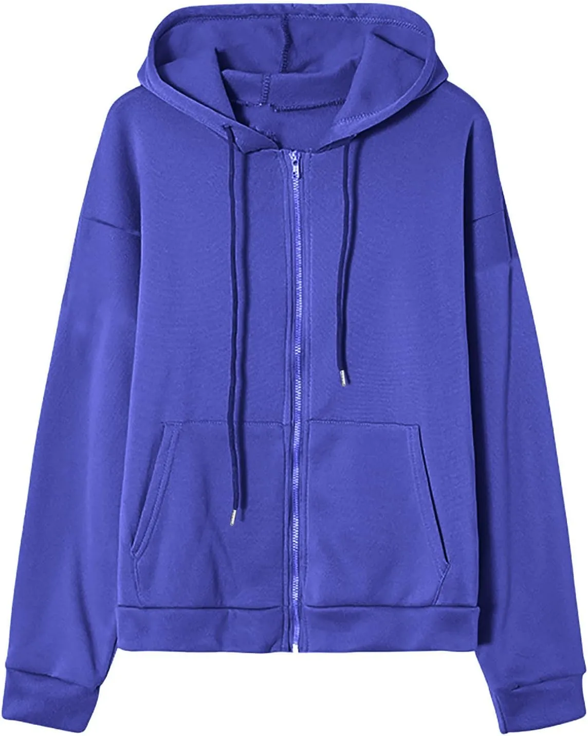 Ruziyoog Fall Sweatshirts for Women Oversized Casual Full-Zip Hoodie Drawstring Jacket with Pockets Teen Girl Y2k Clothing