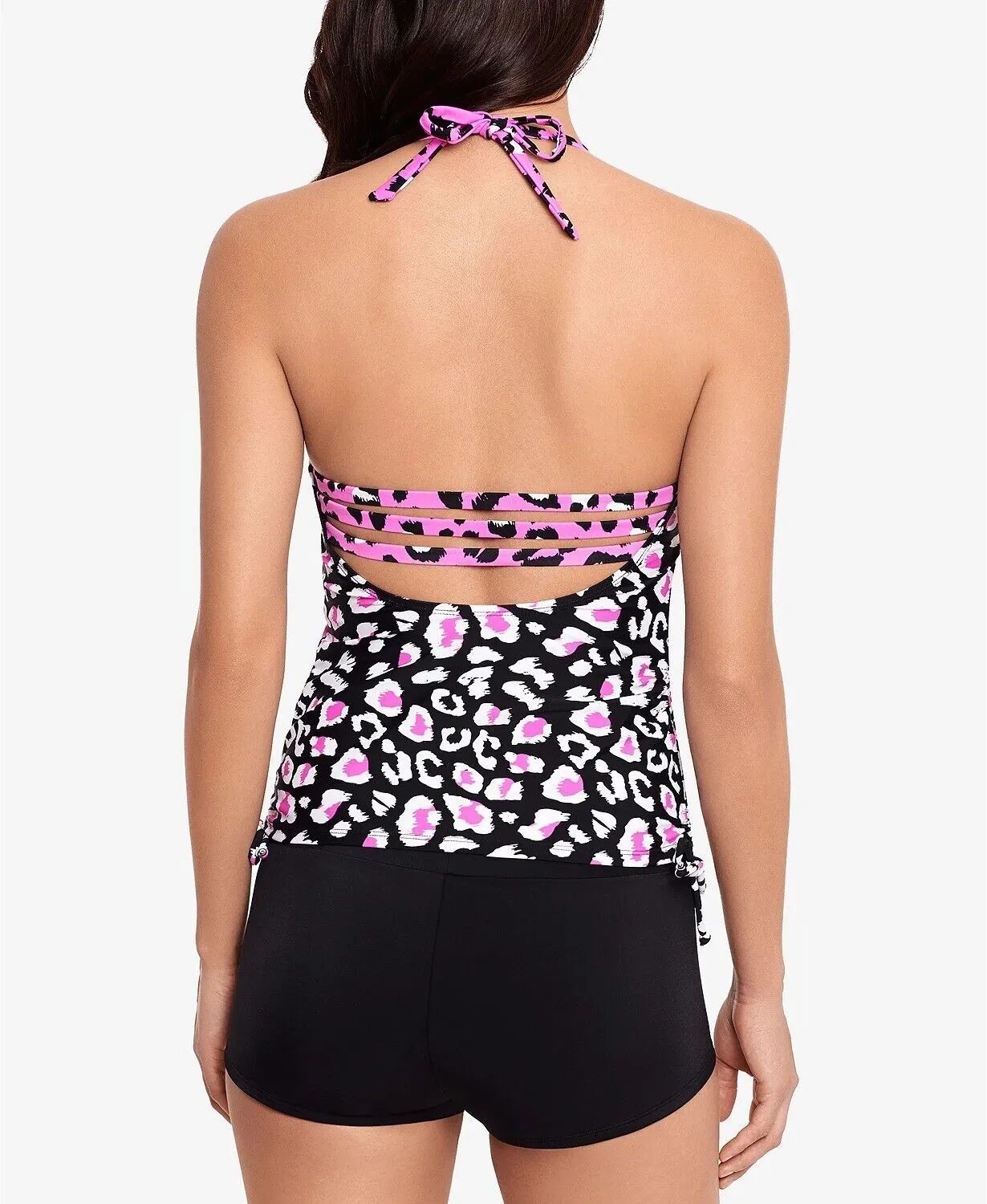 Salt   Cove Shirred-Side Halter Tankini Swim Top