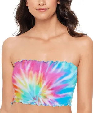 Salt   Cove Tie-Dyed Ruffled Bikini Swim Top