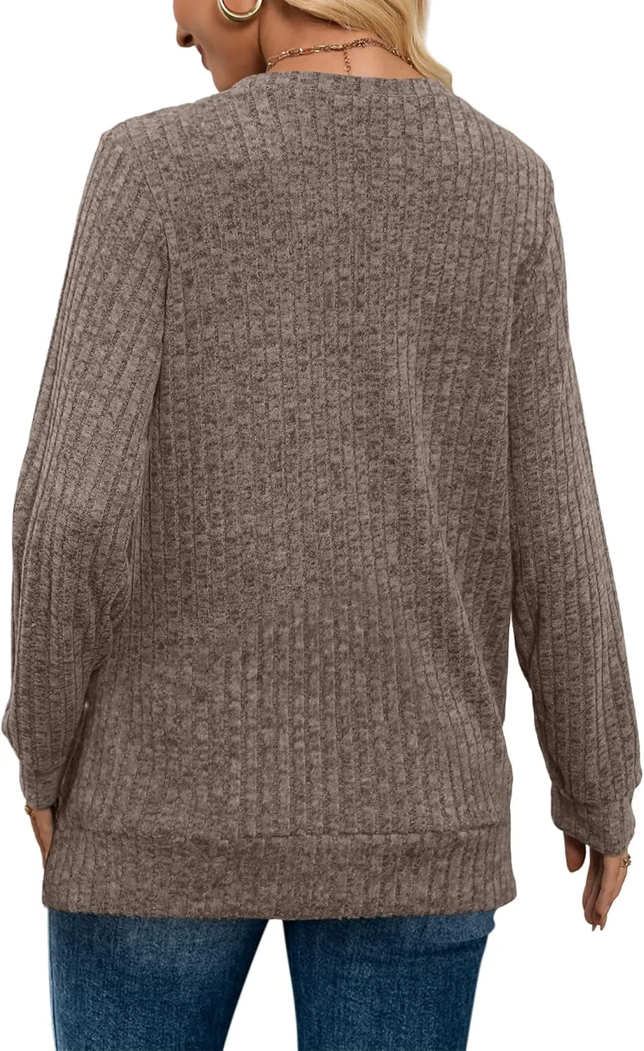 SAMPEEL V Neck Long Sleeve Shirts for Women Casual Fall Tops Lightweight Tunic Sweaters Fashion Clothes 2025