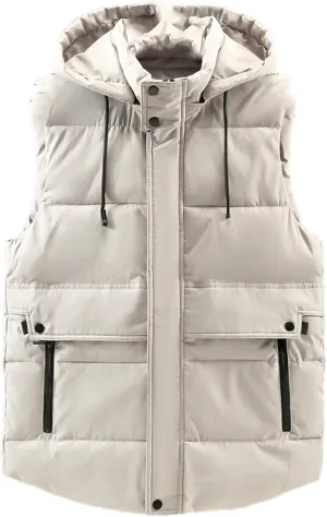 SaoBiiu Autumn Winter Men Vest Hooded Cotton Padded Sleeveless Jackets Warm Zipper Waistcoat