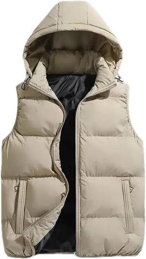 SaoBiiu Hooded Vest Jacket Men Puffer Jacket Sleeveless Cotton Padded Jackets Warm Thicken Waistcoa