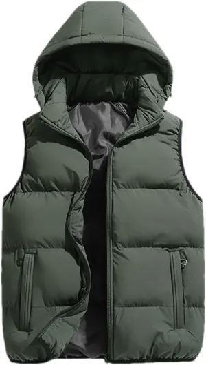 SaoBiiu Hooded Vest Jacket Men Puffer Jacket Sleeveless Cotton Padded Jackets Warm Thicken Waistcoa