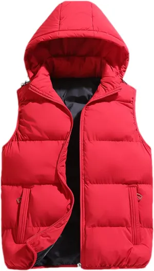 SaoBiiu Hooded Vest Jacket Men Puffer Jacket Sleeveless Cotton Padded Jackets Warm Thicken Waistcoa