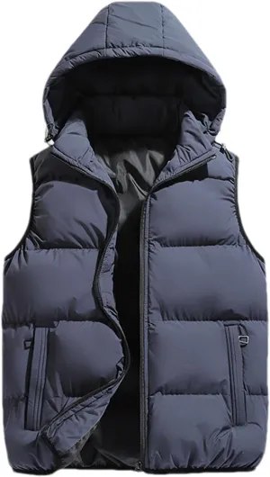 SaoBiiu Hooded Vest Jacket Men Puffer Jacket Sleeveless Cotton Padded Jackets Warm Thicken Waistcoa