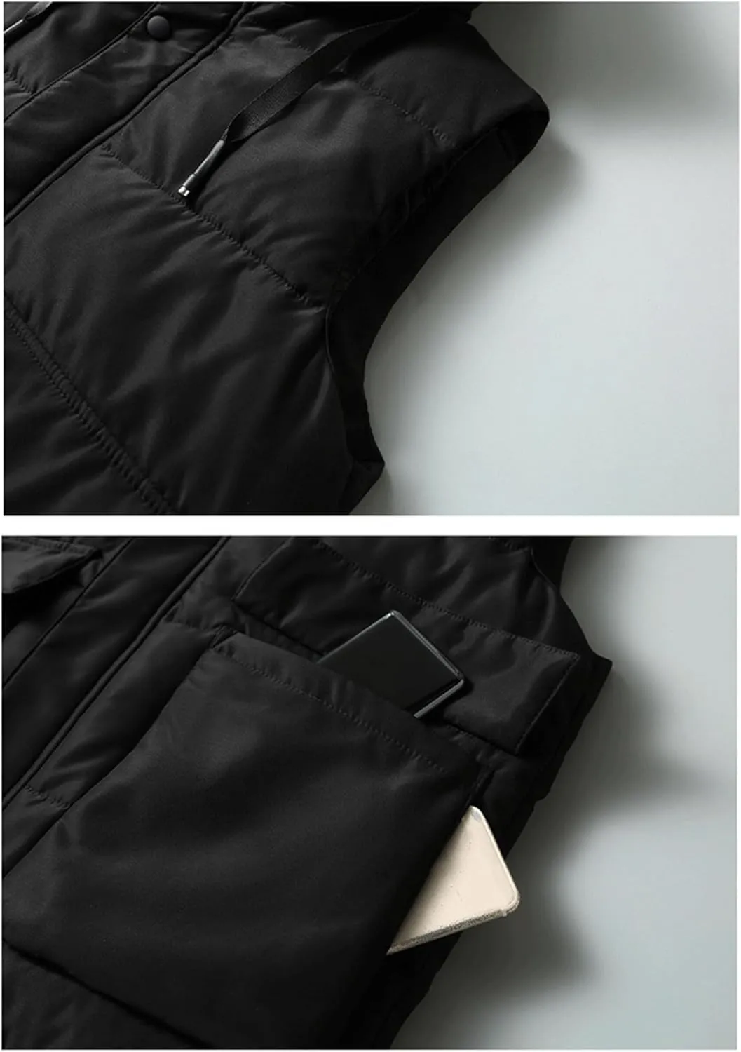 SaoBiiu Men's Winter Sleeveless Jackets Hooded Thick Warm Cotton Padded Vests Men Coat With Big Pockets