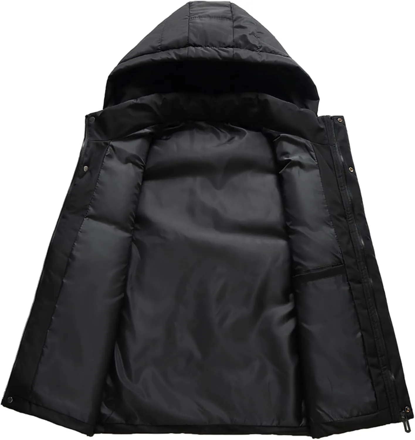 SaoBiiu Men's Winter Sleeveless Jackets Hooded Thick Warm Cotton Padded Vests Men Coat With Big Pockets