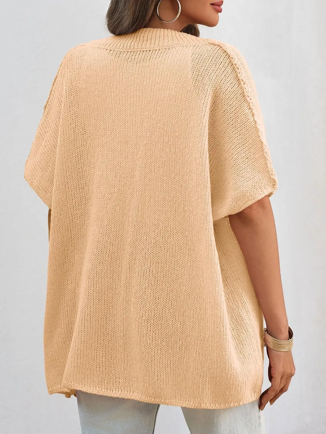 Saodimallsu Womens Oversized Cardigan Sweaters Short Sleeve Button Down Casual Lightweight Loose Knit Trendy Cardigans