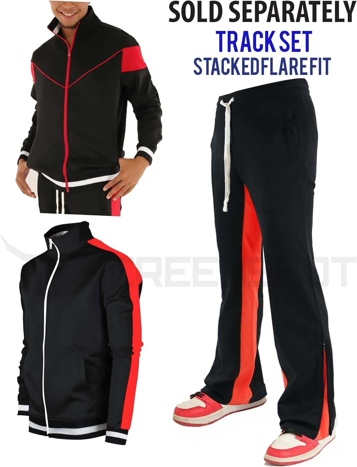 SCREENSHOT Track Pants 3202 Mens Streetwear Premium Stacked Flare Fit Urban Track Pants Workout Athletic Bottoms