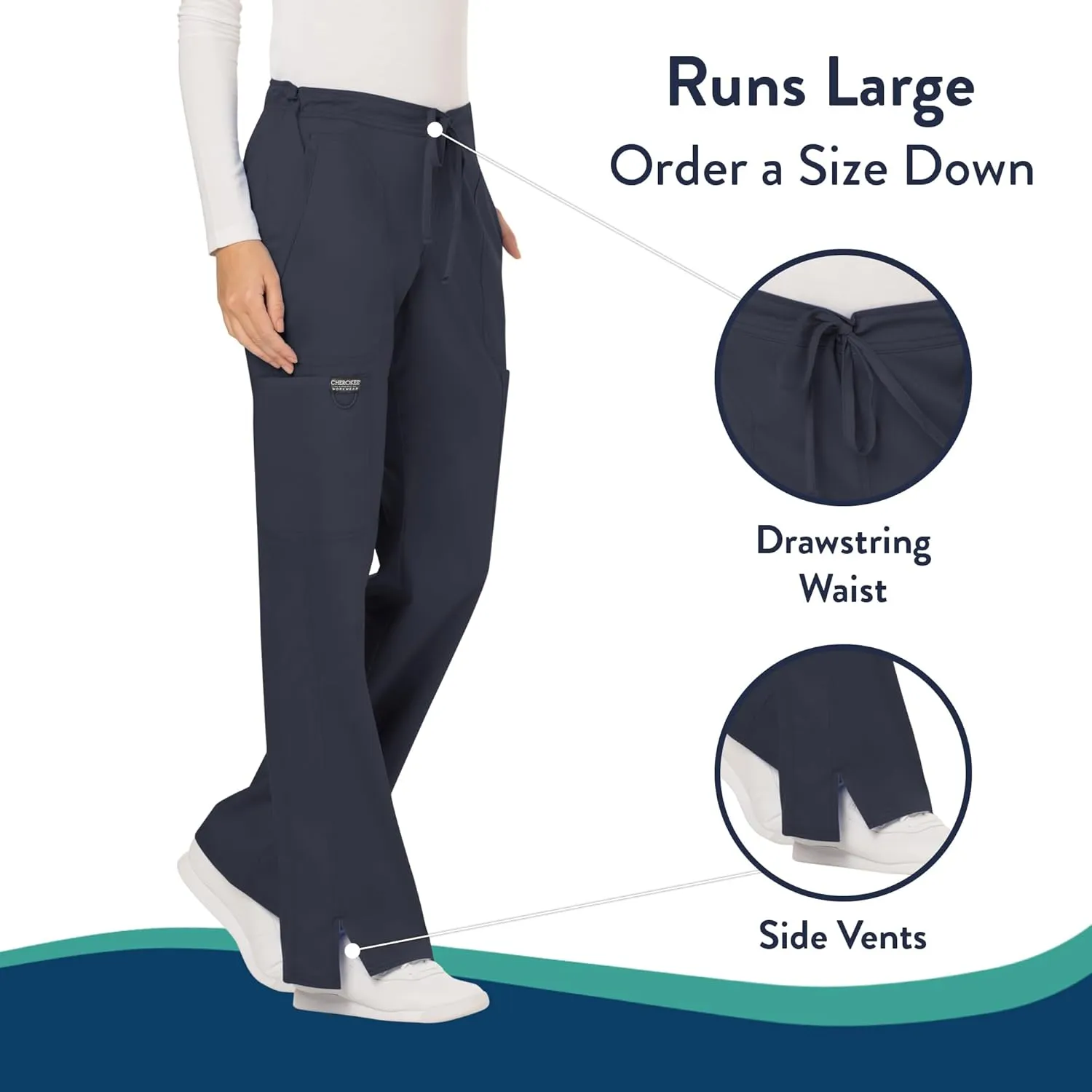 Scrubs for Women Workwear Revolution, Drawstring Scrub Pants, Soft Stretch WW120