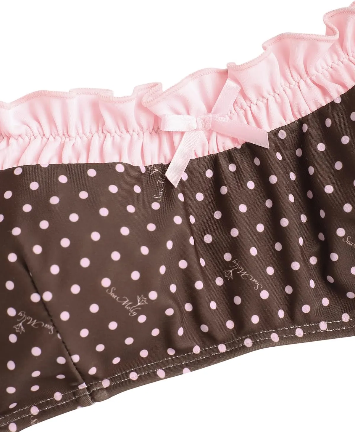 seamoly Gingham Spliced Ruched Ruffles Trim Bowknot Decor Tie Side Bikini Set