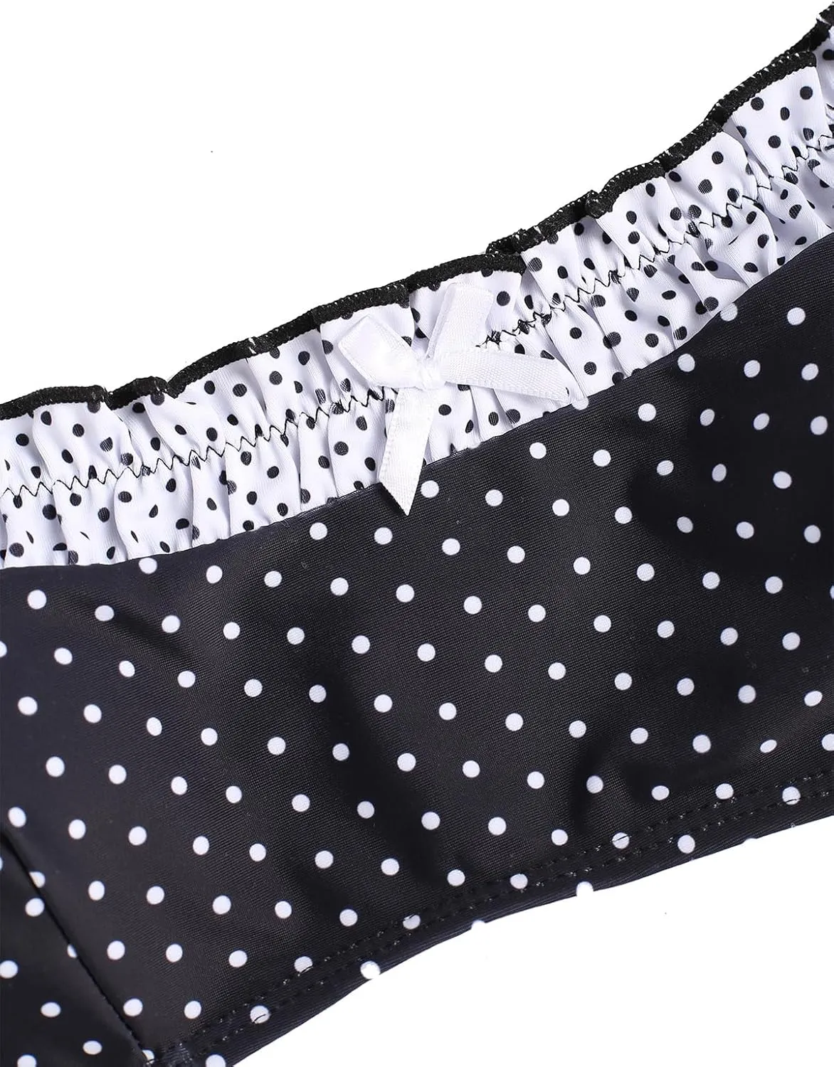 seamoly Gingham Spliced Ruched Ruffles Trim Bowknot Decor Tie Side Bikini Set