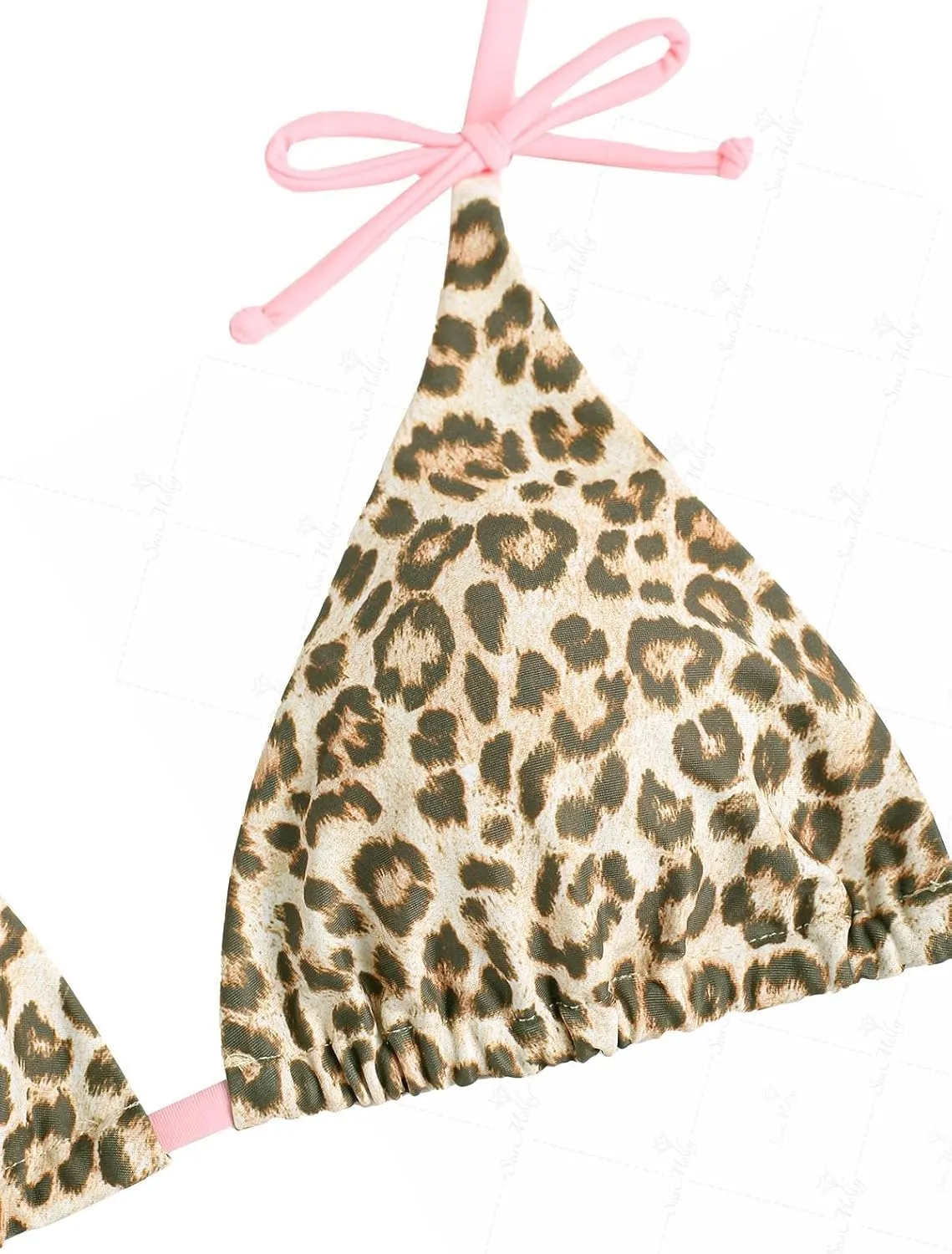 seamoly Tie Side Floral Smocked Shirred Triangle Bikini Set