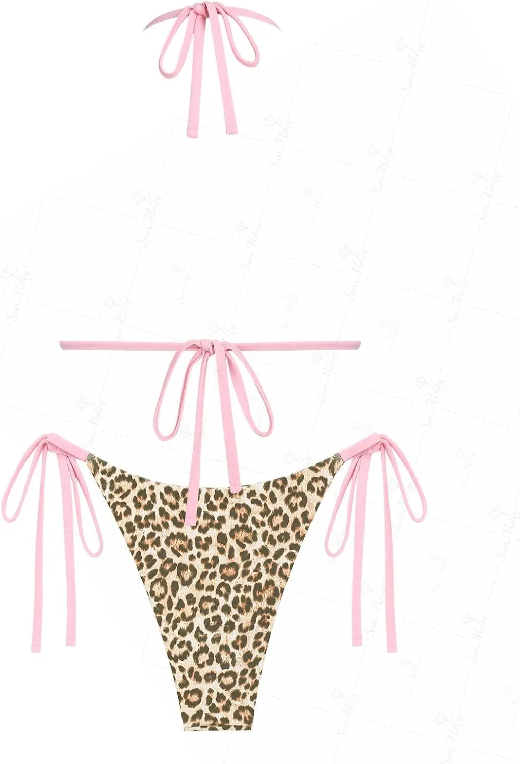 seamoly Tie Side Floral Smocked Shirred Triangle Bikini Set