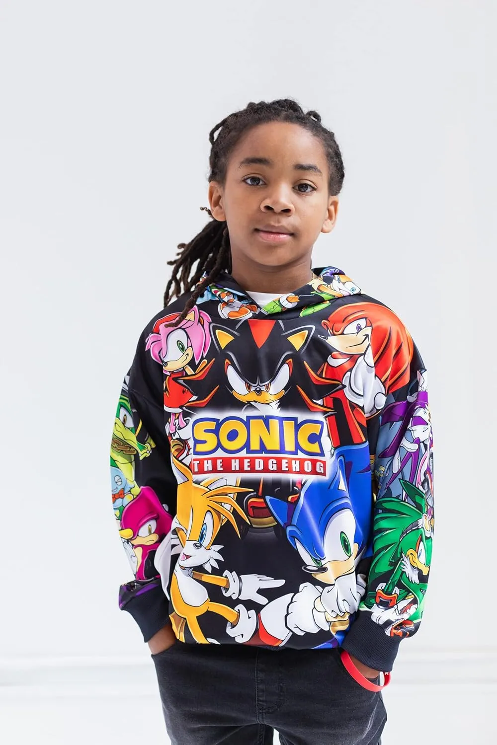SEGA Sonic the Hedgehog Knuckles Shadow Tails Fleece Pullover Hoodie Little Kid to Big Kid