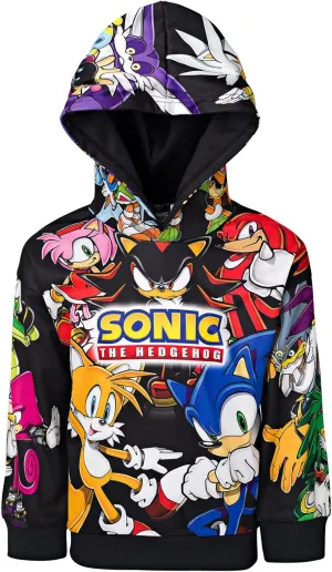 SEGA Sonic the Hedgehog Knuckles Shadow Tails Fleece Pullover Hoodie Little Kid to Big Kid