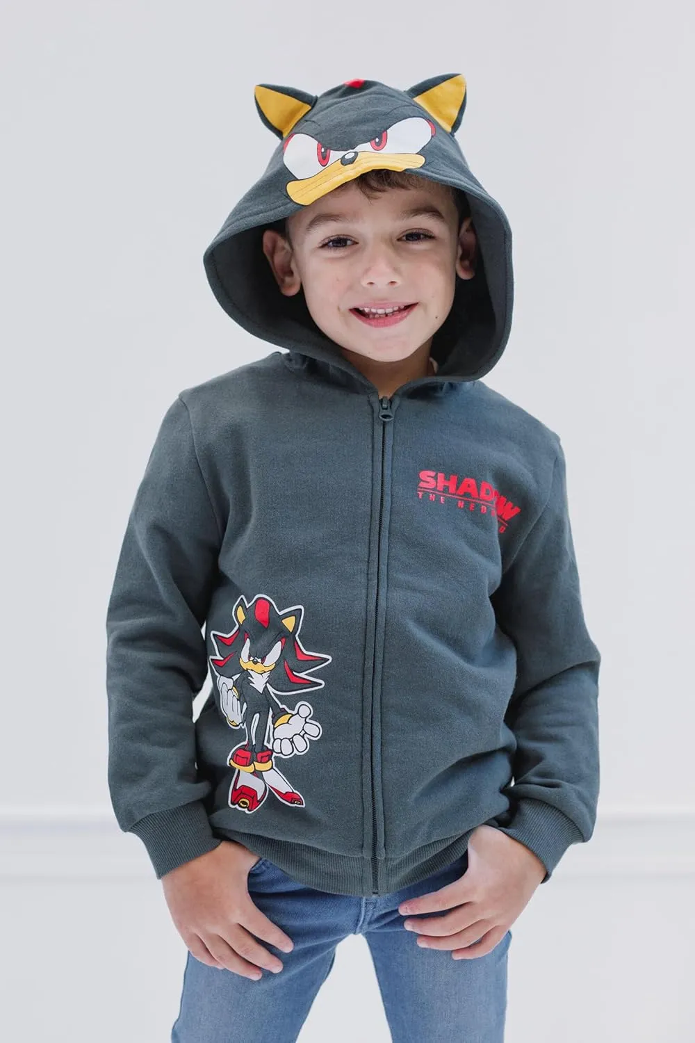 SEGA Sonic the Hedgehog Shadow Knuckles Fleece Zip Up Hoodie Toddler to Big Kid
