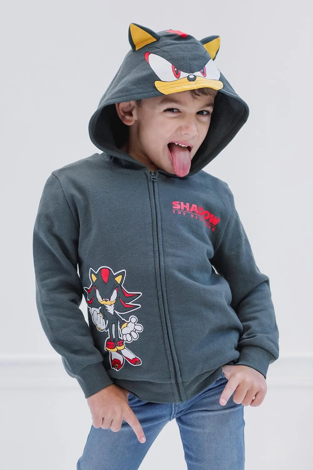 SEGA Sonic the Hedgehog Shadow Knuckles Fleece Zip Up Hoodie Toddler to Big Kid