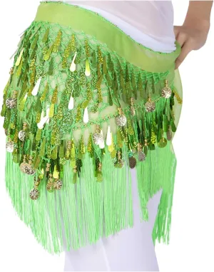 Sequin Sparkle Tassel Skirt Belly Dance Fringe Skirts Hip Straps Wrap Scarf Rave Party Outfits for Women Girls