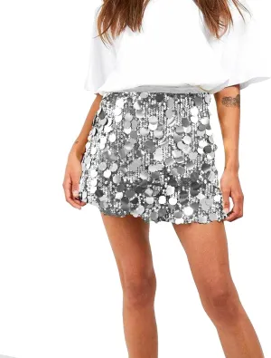 Sequin Sparkly Sexy High Cut Pencil Glitter Basic Formal Rave Skort for Women Midi Skort Women 2025 Trendy Y2K