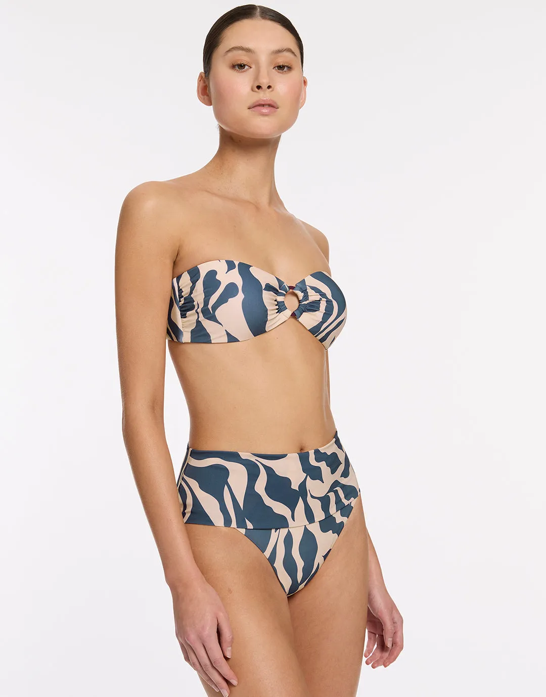 Sereno Ring Bandeau Bikini Top - Steel Blue