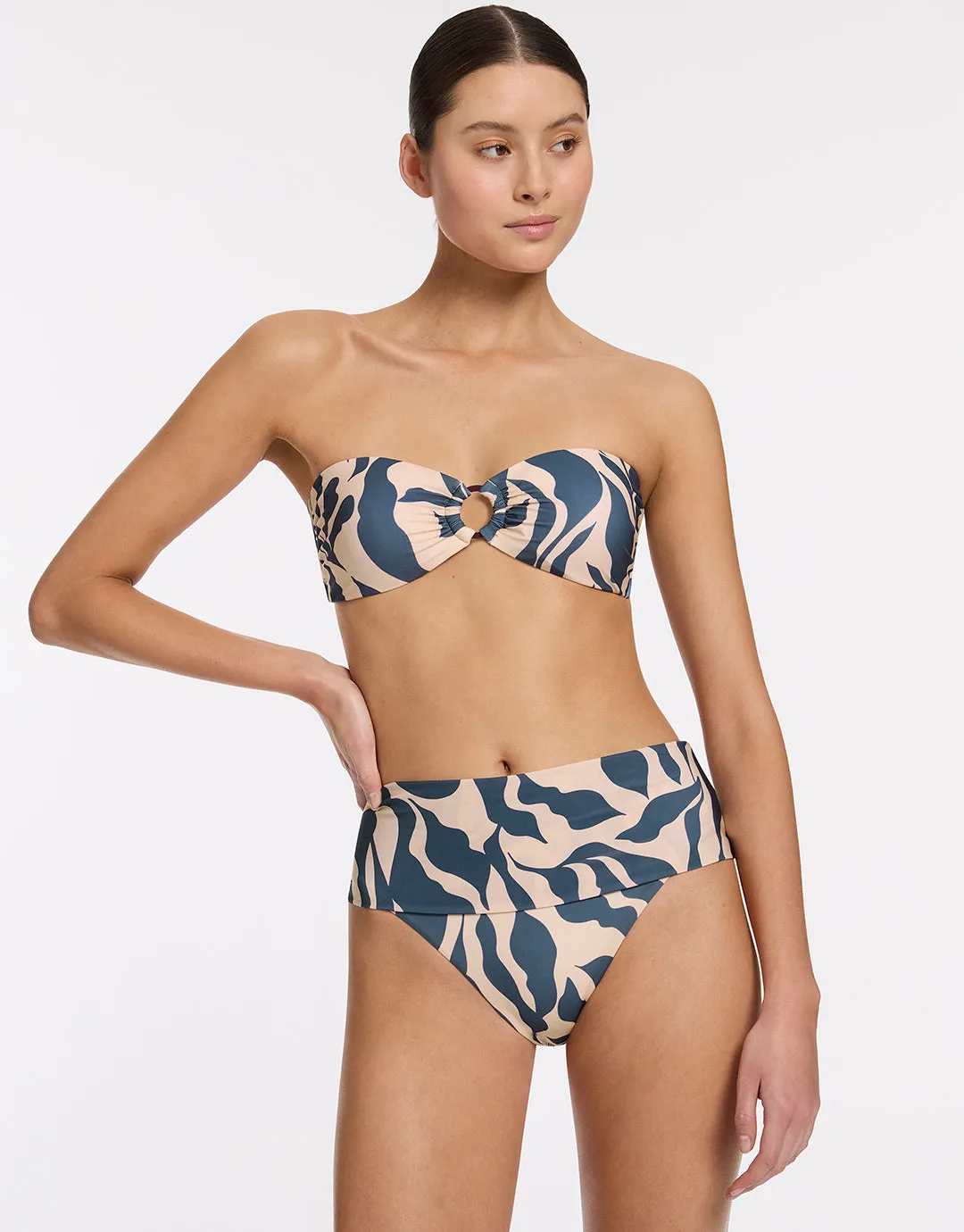 Sereno Ring Bandeau Bikini Top - Steel Blue