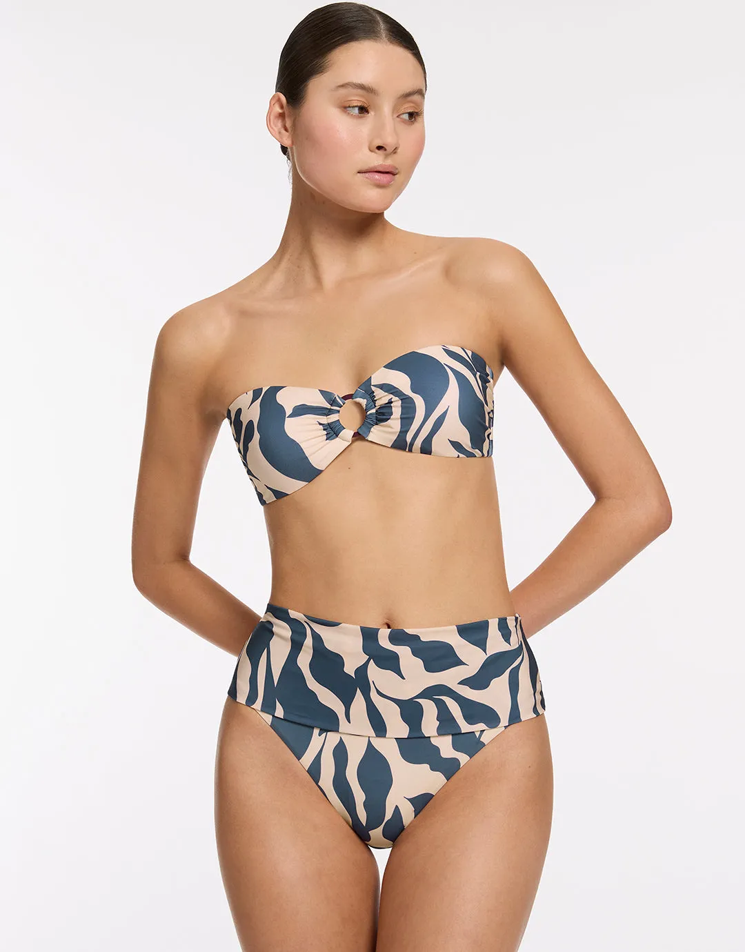 Sereno Ring Bandeau Bikini Top - Steel Blue