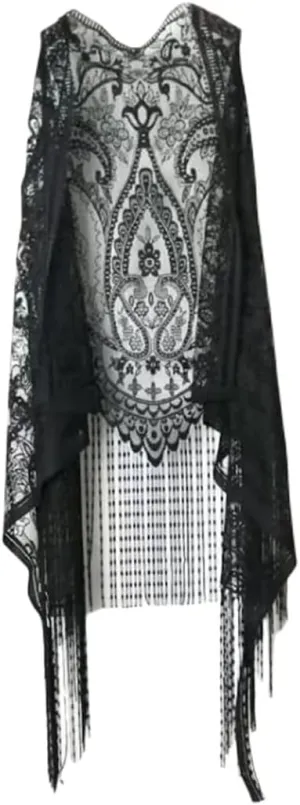 Sexy Lace Cardigan Women Vest Casual Hollow Out Perspective Plus Size Irregular Long Beach Elegant Tops Waistcoat