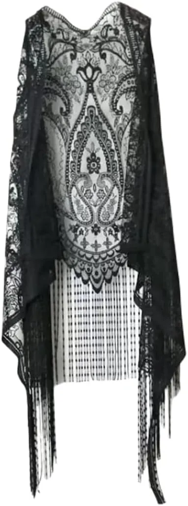 Sexy Lace Cardigan Women Vest Casual Hollow Out Perspective Plus Size Irregular Long Beach Elegant Tops Waistcoat