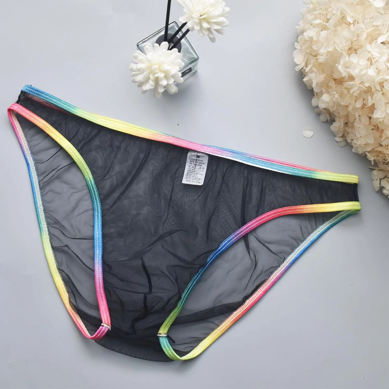 Sexy Men's Brief Mesh See Through Low Rise Underwear U Shaped Pouch Fun Underwear Comfort Breathable Lingeries Panties