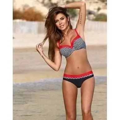 Sexy Vintage Pink Push Up Dot Patchwork Bikini Set Swimsuit