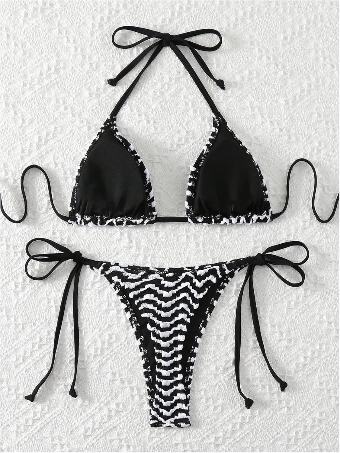 SHENHE Women's 2 Piece Swimsuit Floral Print Halter Tie Side Triangle Bikini Set