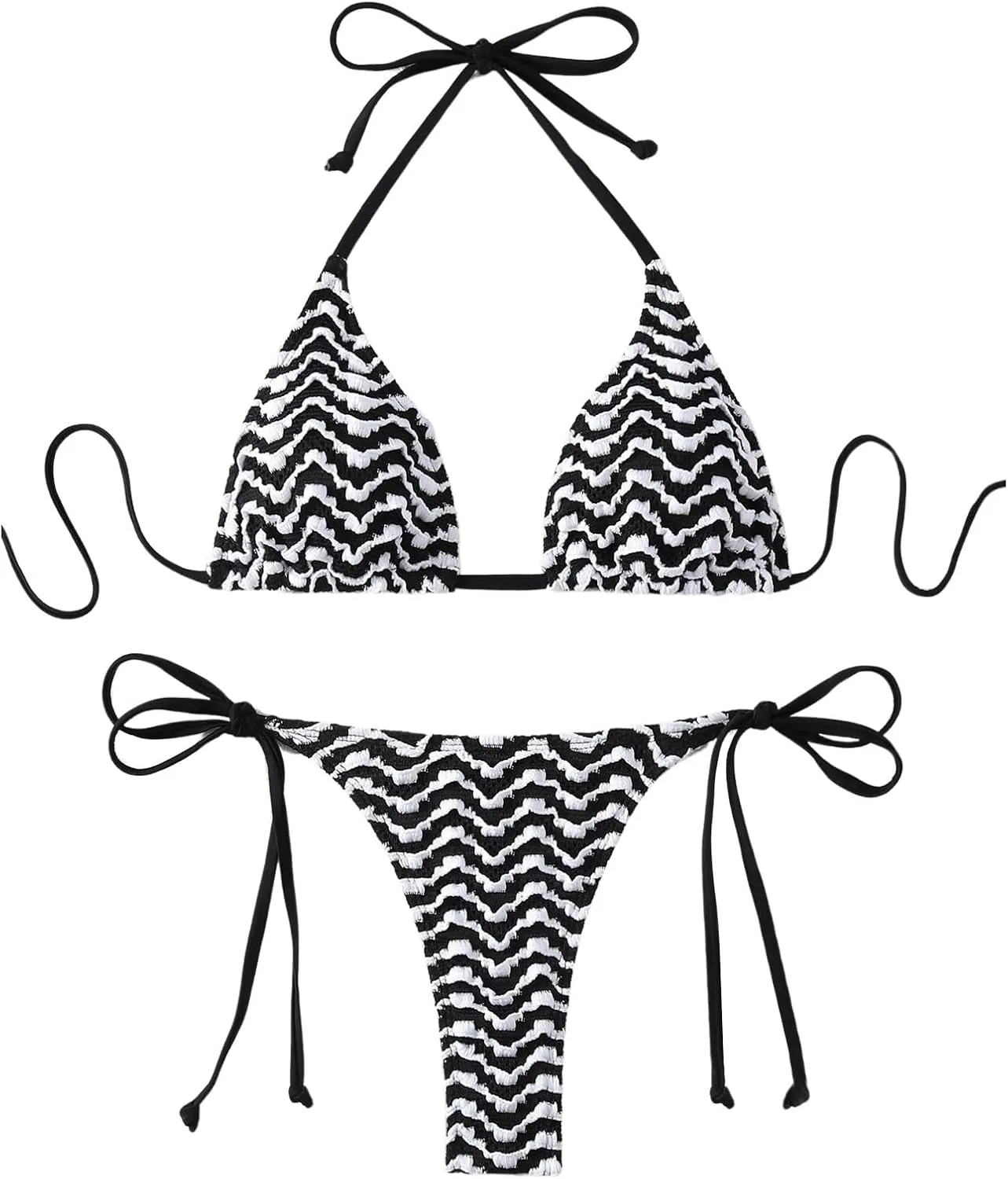SHENHE Women's 2 Piece Swimsuit Floral Print Halter Tie Side Triangle Bikini Set