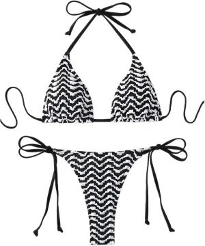 SHENHE Women's 2 Piece Swimsuit Floral Print Halter Tie Side Triangle Bikini Set
