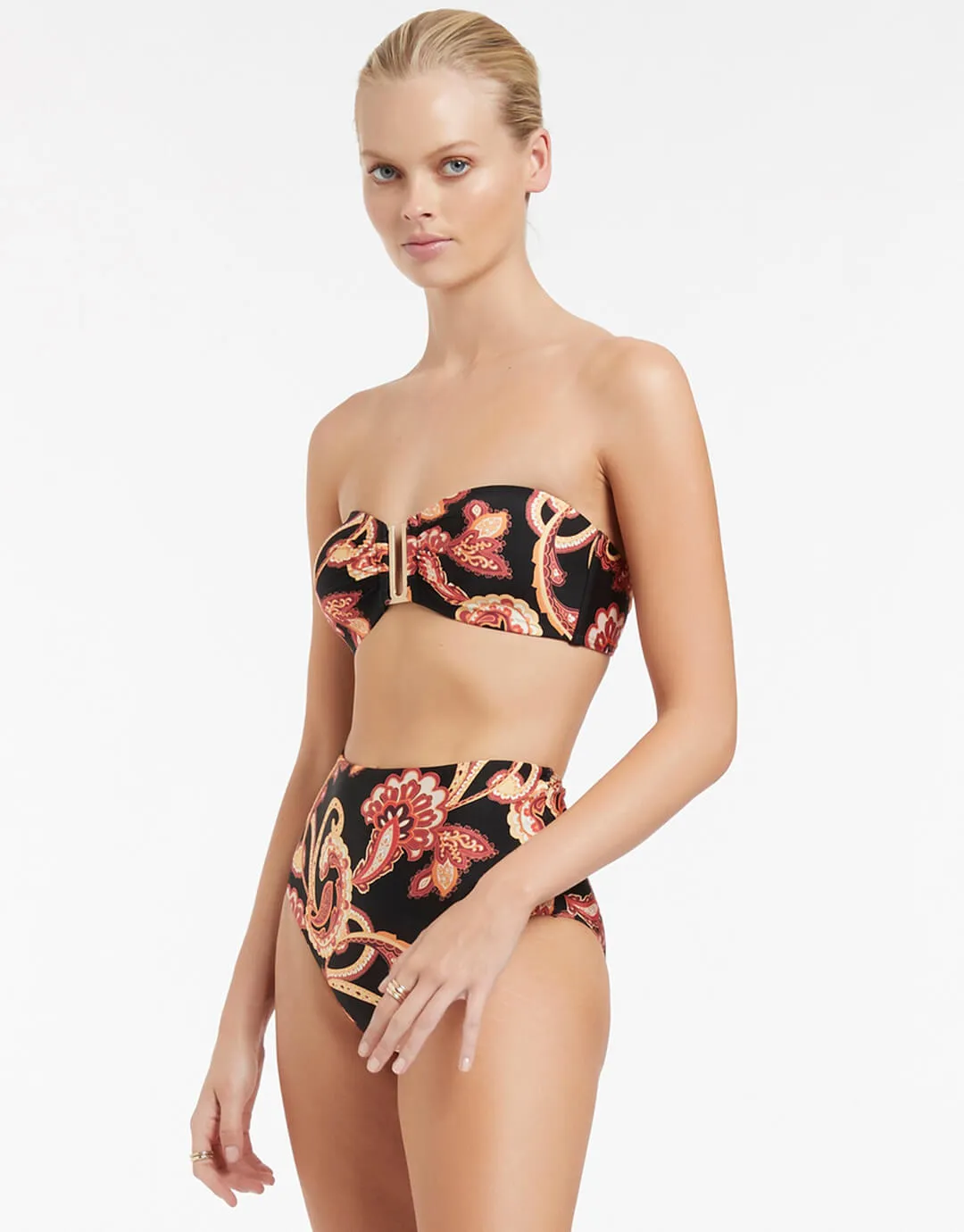 Silk Road Bandeau Bikini Top - Black