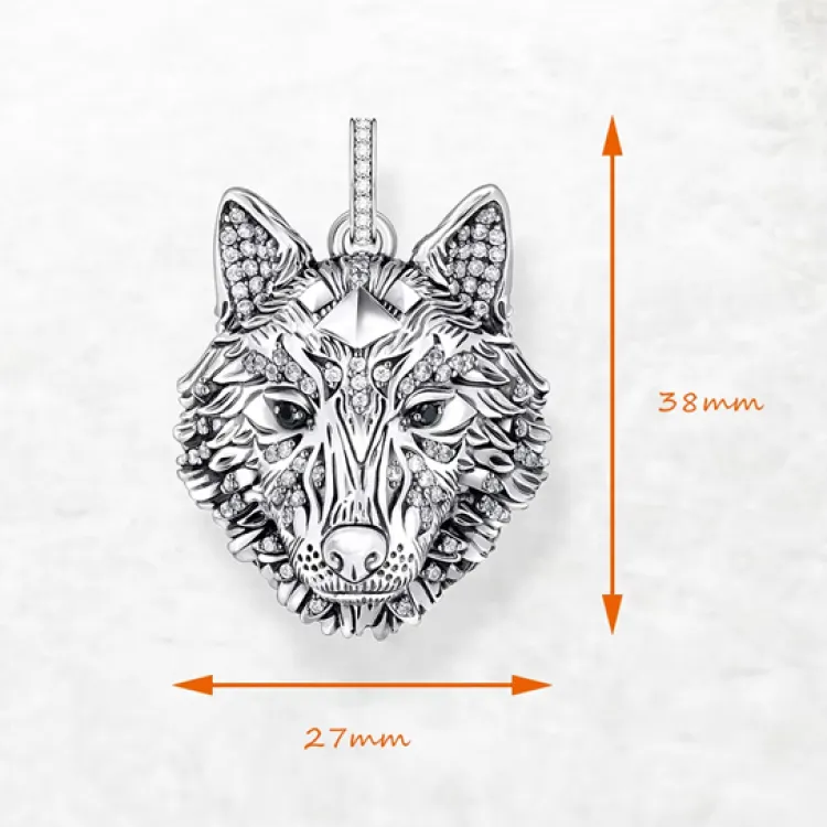 Silver and Austrian Crystal Wolf Pendant Necklace